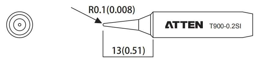 Atten T900-0.2Si. Наконечник для ST-60/80/965, конус 0.2 х 13мм