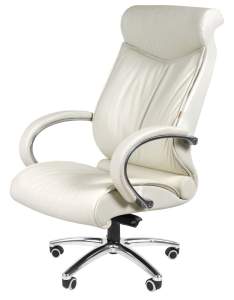Офисное кресло CHAIRMAN 420, натуральная кожа,  белый