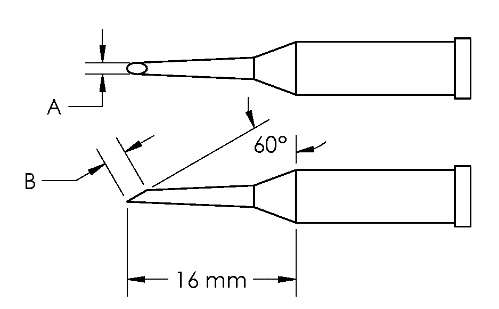 METCAL GT4-HF6020S. Наконечник GT4, миниволна, 2.0X16.0MM, 60град.