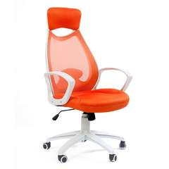 Кресло для руководителя CHAIRMAN CH 840 white оранжевое