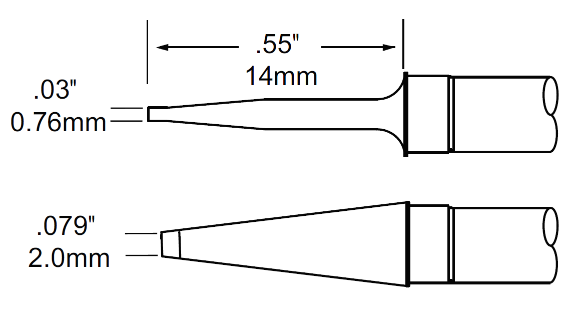 METCAL TFP-BLP2. Картриджи-наконечники для MFR-PTZ, шпатель, 2.0х14мм (комплект)