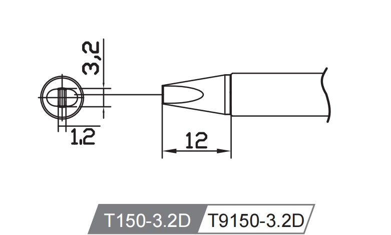 Atten T9150-3.2D. Картридж-наконечник для ST-1509, клиновидный 3.2 х 12мм