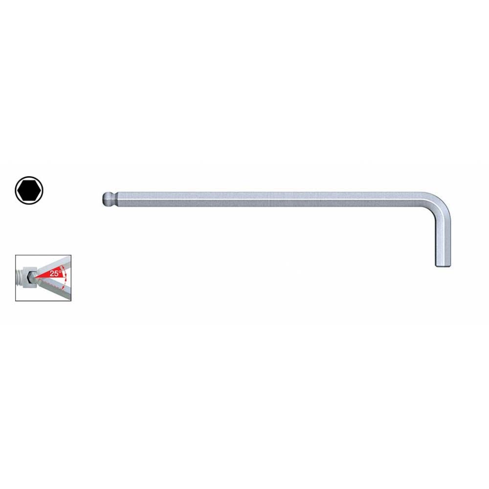 WIHA 29474, Шестигранный штифтовый ключ со сферической головкой, дюймовый, 5/64x88 мм