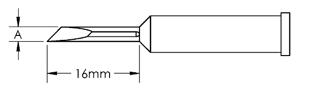 METCAL GT6-KN0050S. Наконечник GT6, ножевидный, 6.0X16.0MM, 45град.