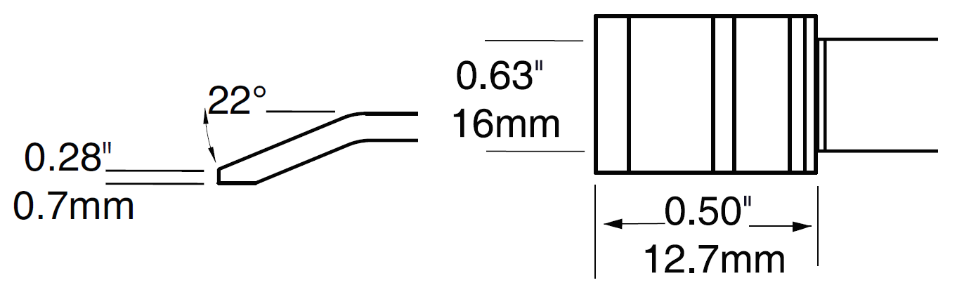 METCAL PTC-7BL1316R. Картриджи-наконечники для CV/MX-PTZ, шпатель изогнутый, 15.75х12.7мм (комплект) (замена PTTC-705)