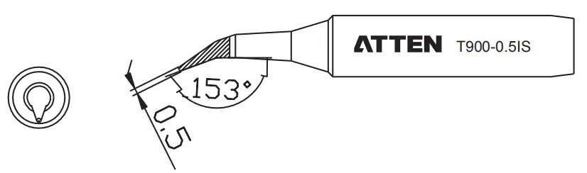 Atten T900-0.5iS. Наконечник для ST-60/80/965, конус изогнутый 0.5 х 12мм