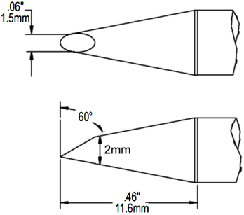 METCAL SCP-DRH615. Картридж-наконечник для MFR-H1, миниволна 2.0х11.6мм