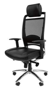 Офисное кресло CHAIRMAN ERGO 281, кожа/сетчатый акрил, черный