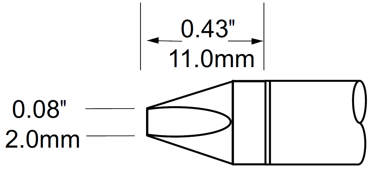 METCAL SCV-CH20. Наконечник для PS900, клин 2.0х11мм