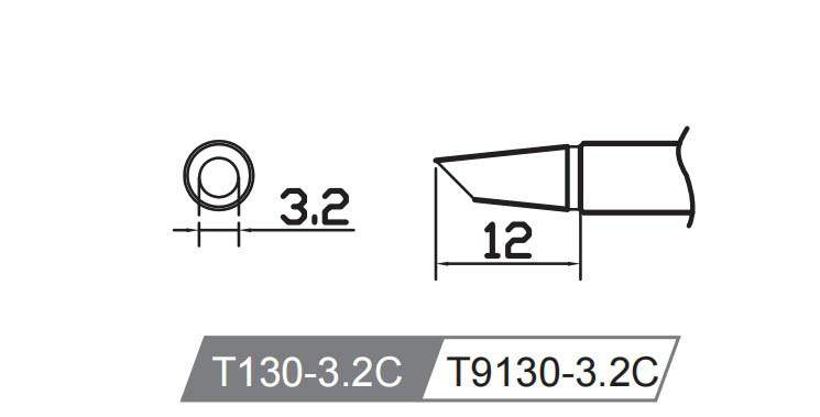 Atten T9130-3.2C. Картридж-наконечник для ST-1509, косой срез 3.2х12мм, 45 град.