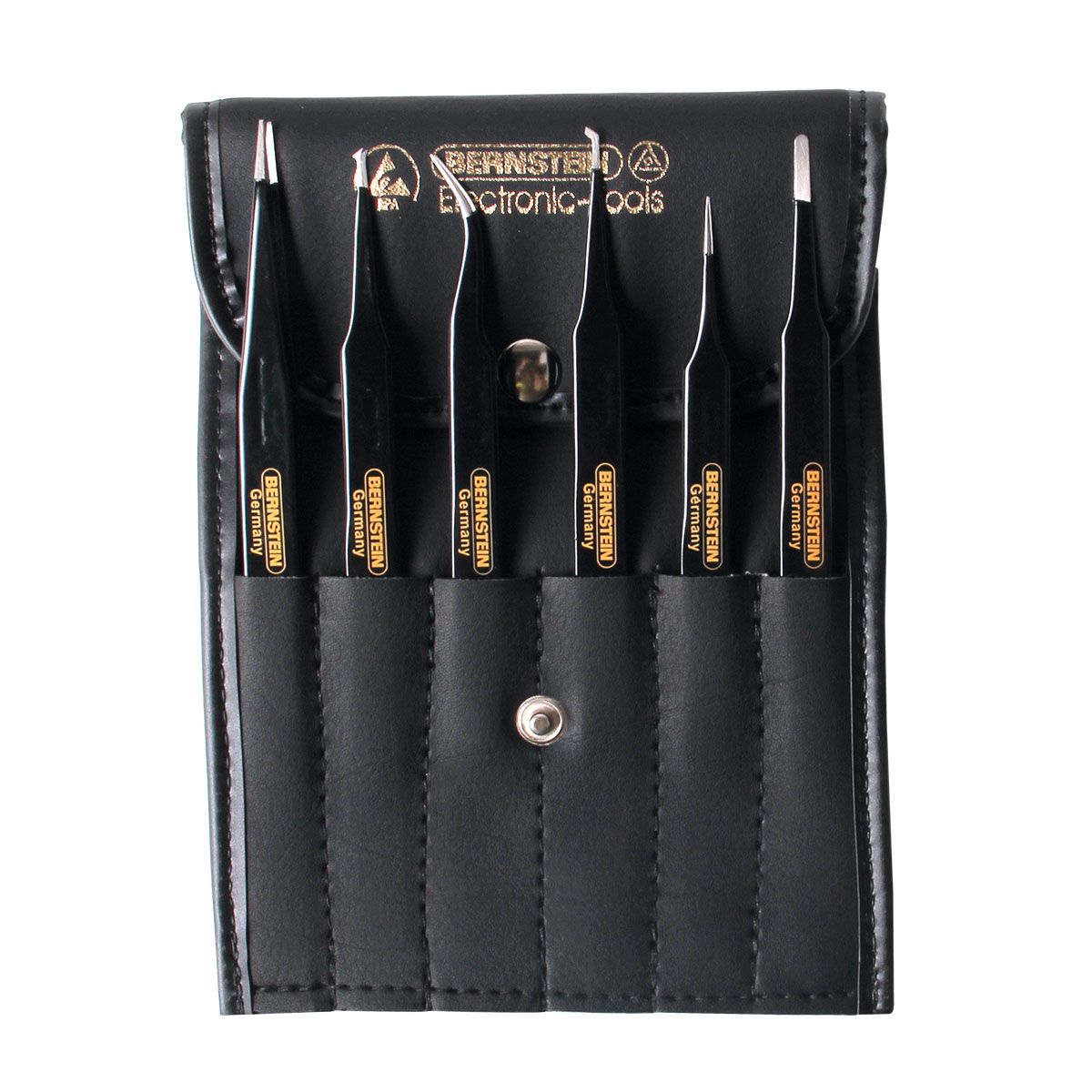 Bernstein 5-060. Набор пинцетов SMD ESD из нержавеющей стали в чехле (6 предметов)