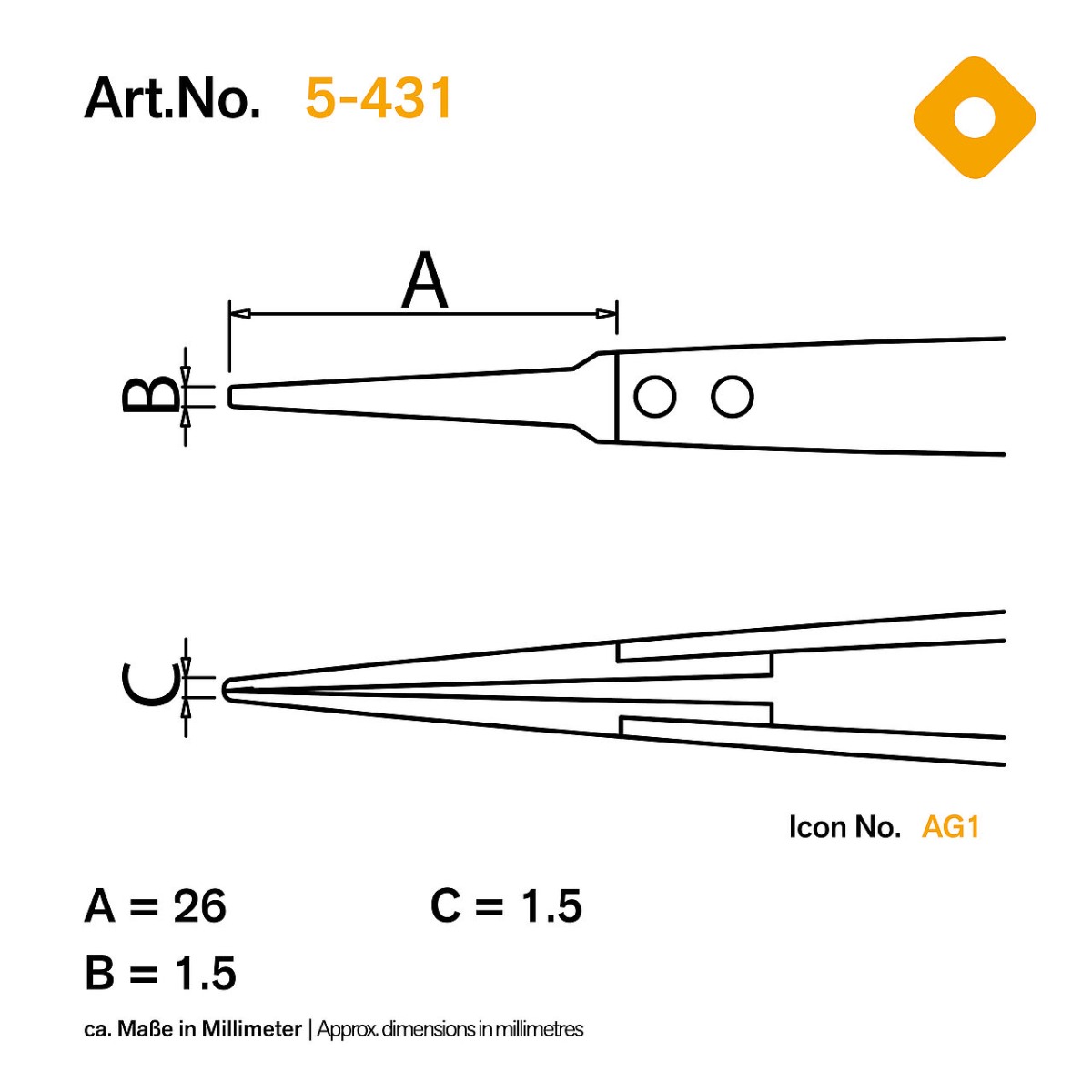 Bernstein 5-431 ESD Пинцет с мягкими пластиковыми наконечниками (70 CV) 125 мм