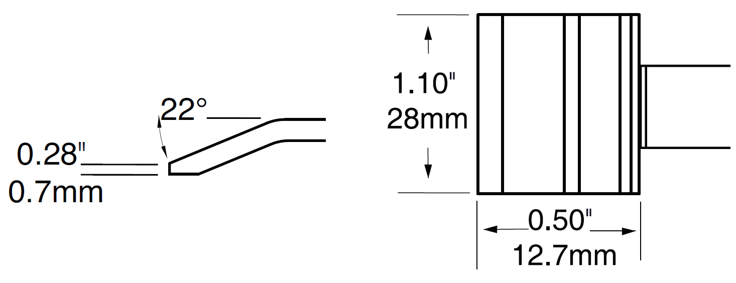METCAL PTC-8BL1328R. Картриджи-наконечники для CV/MX-PTZ, шпатель изогнутый, 28х12.7мм (комплект)