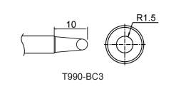 Atten T990-BC3. Картридж-наконечник для ST-909, косой срез 3.0 x 10 мм