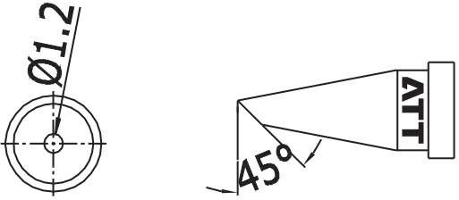 Atten T800-1.2C. Наконечник для ST-100, косой срез 1.2мм