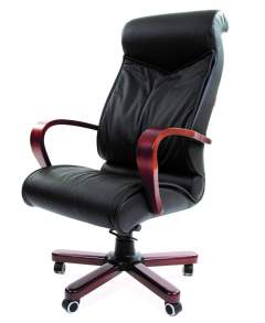 Офисное кресло CHAIRMAN 420 WD, натуральная кожа,  черный