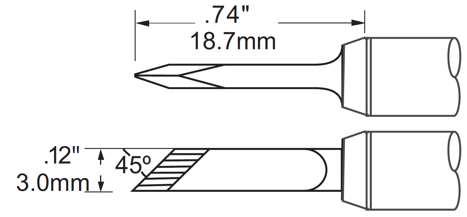 METCAL STV-DRK30AR. Наконечник для PS900, ножевидный удлиненный 3х18.7мм