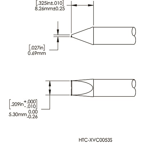 METCAL HCV-8VG0053S. Картридж-наконечник для СV/MX-HTD, клин с выемкой, 5.3х8.3мм (замена HTC-8VC0053S)