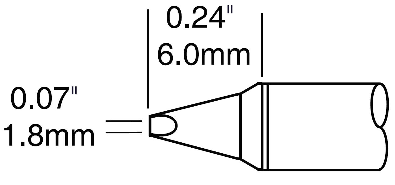 METCAL CVC-9CH0018P. Картридж-наконечник для СV/MX, клин 1.78х6.0мм (замена STTC-837P)