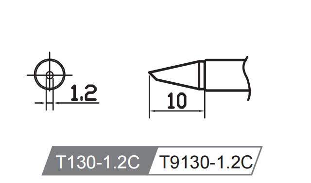 Atten T130-1.2C. Картридж-наконечник для GT-Y130, косой срез 1.2х10мм, 45 град.