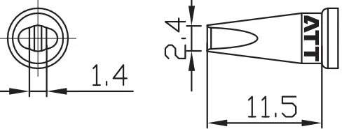 Atten T800-2.4D. Наконечник для ST-100, клиновидный 2.4мм