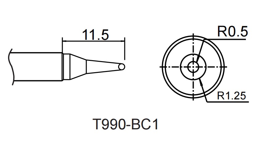 Картридж-наконечник Atten T990-BC1 для ST-909, косой срез 1.0 x 11.5 мм