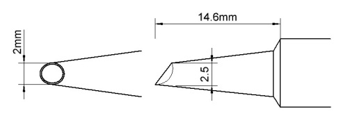 METCAL SCV-WV20. Наконечник для PS900, миниволна с углублением 2.5х13.8мм