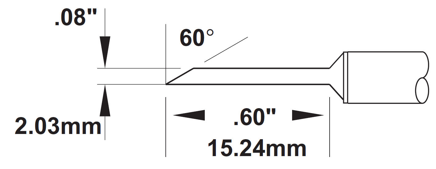 METCAL SMC-8HF6020S Картридж-наконечник для СV/MX, миниволна 2.00х15.24мм (замена SMTC-8169V1)