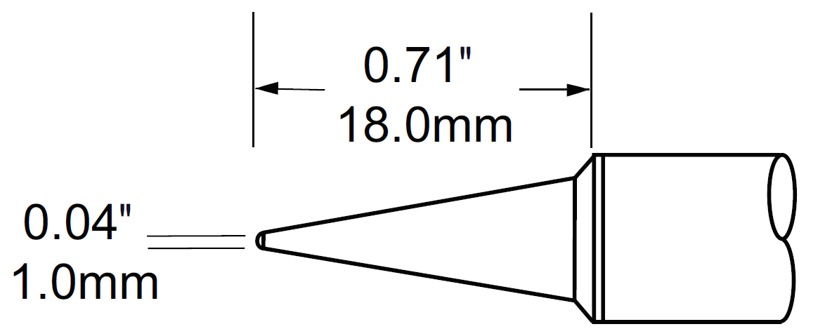 METCAL STV-CNL10A. Наконечник для PS900, конус удлиненный 1.0х18мм