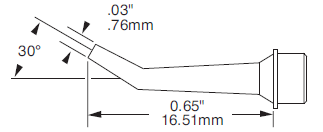 METCAL SMC-7HK0008S. Картридж-наконечник для СV/MX, конус изогнутый, 0.76х16.51мм (замена SMTC-1171)