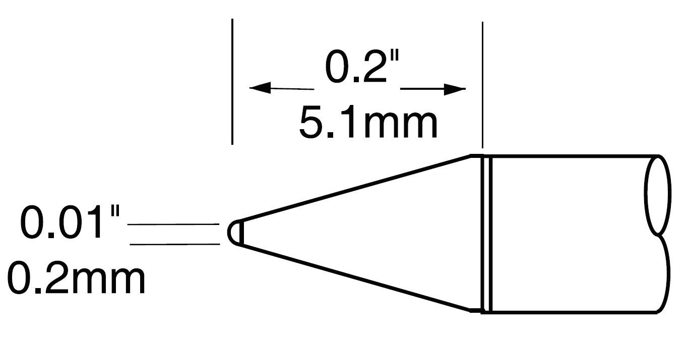 METCAL UFC-7CN5102S. Картридж-наконечник для CV-UF, конус, 0.2х5.1мм