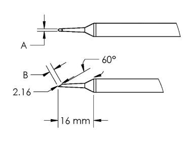 METCAL GTC-HF6010S. Картридж-наконечник GTC, миниволна, 1.0x16.0MM, 60град.