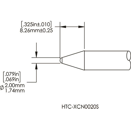 METCAL HCV-7CN0020S Картридж-наконечник для СV/MX-HTD, конус, 2.0х8.3мм (замена HTC-7CH0020S)