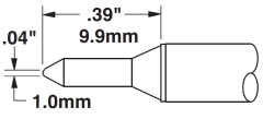 METCAL CVC-5CN0010S. Картридж-наконечник для СV/MX, конус тонкий 1.0х9.9мм (замена STTC-531)