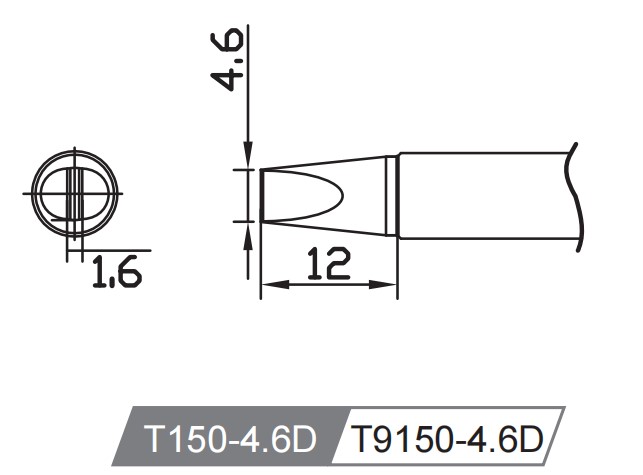 Atten T9150-4.6D. Картридж-наконечник для ST-1509, клиновидный 4.6 х 12мм