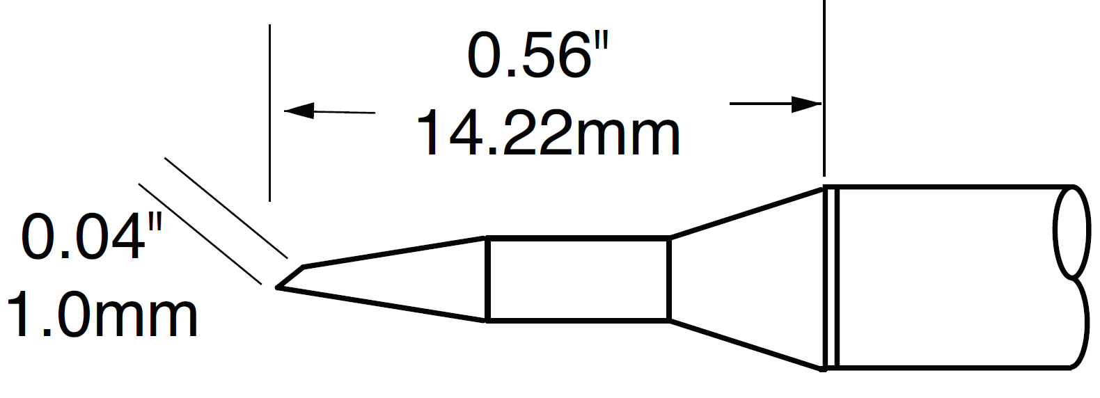 METCAL STP-BVL10. Картридж-наконечник для MFR-H1, срез 60°, 1.0х14.22мм