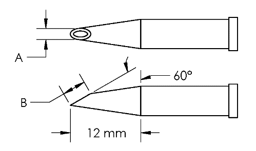 METCAL GT4-HF6015V. Наконечник GT4, миниволна, вогнут. 1.5X12.0MM, 60град.