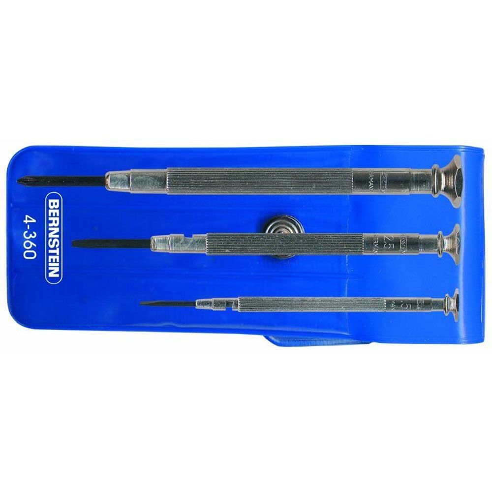 Bernstein 4-365. Набор часовых металлических отвёрток в чехле (3 отвертки - PH00, PH0, PH1)