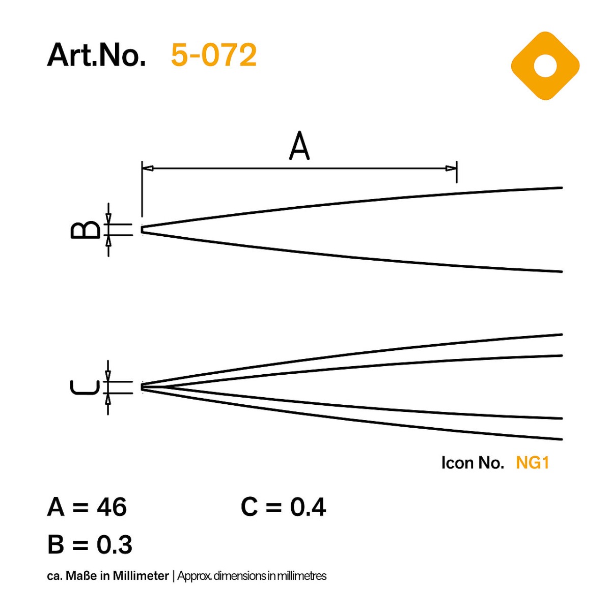 Bernstein 5-072. Пинцет прецизионный SMD из нержавеющей стали прямой заострённый 110 мм (3c SA)