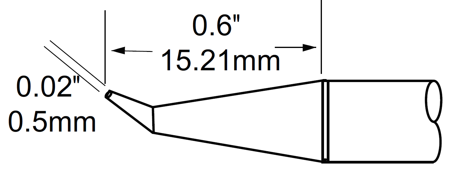 METCAL STP-DRH05. Картридж-наконечник для MFR-H1, миниволна изогнутый 0.5х15.21мм