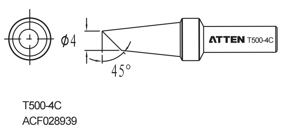 Atten T500-4C. Наконечник для ST-1503, косой срез 4.0мм