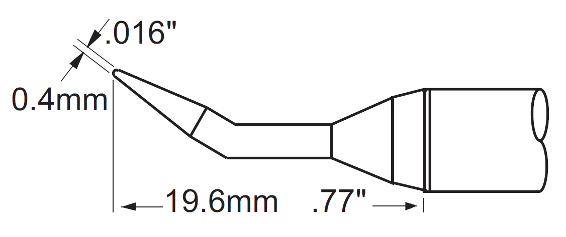 METCAL STV-CNB04AR Наконечник для PS900, конус изогнутый удлиненный 0.4х19.6мм