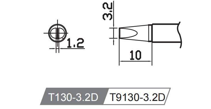 Atten T9130-3.2D. Картридж-наконечник для ST-1509, клиновидный 3.2 х 10мм