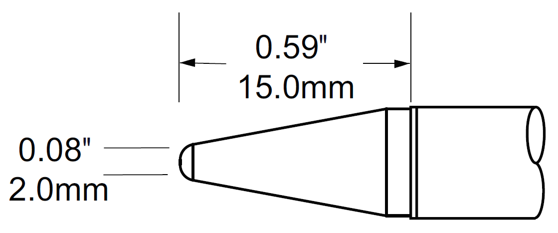 METCAL SCV-CNL20. Наконечник для PS900, конус удлиненный 2.0х14мм