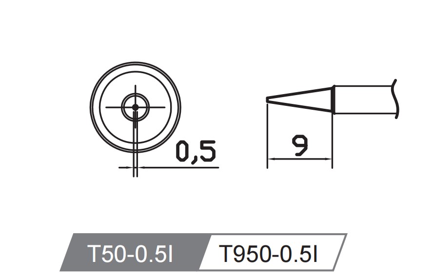 Atten T950-0.5i. Картридж-наконечник для ST-1509, конус 0.5 x 9.0мм