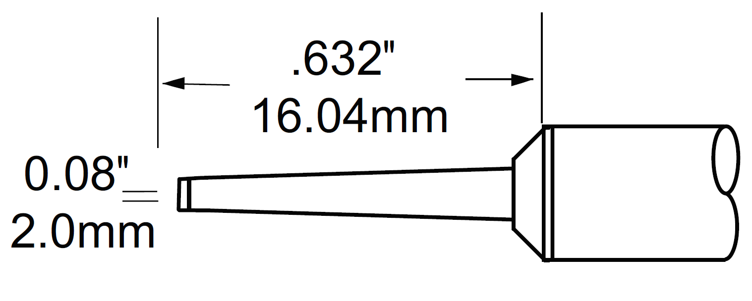 METCAL SFP-CHL20. Картридж-наконечник для MFR-H1, клин удлиненный 2.0х16.04мм
