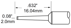 METCAL SFP-CHL20. Картридж-наконечник для MFR-H1, клин удлиненный 2.0х16.04мм