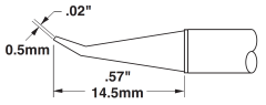 Картридж-наконечник METCAL STTC-044 для MX, конус удлиненный изогнутый 30° 0.5х14.5мм