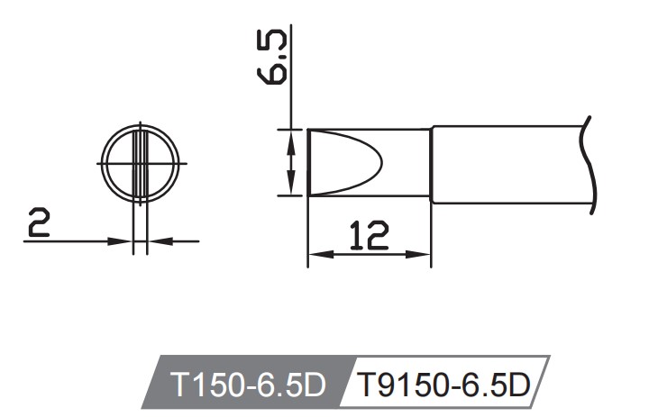 Atten T150-6.5D. Картридж-наконечник для GT-Y150, клиновидный 6.5 х 12мм