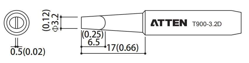 Atten T900-3.2D. Наконечник для ST-60/80/965, клиновидный 3.2 х 17мм